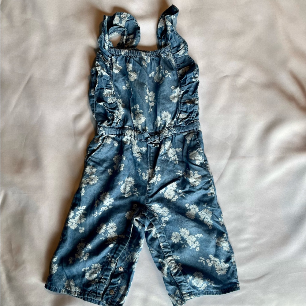 Overalls floral cotton denim